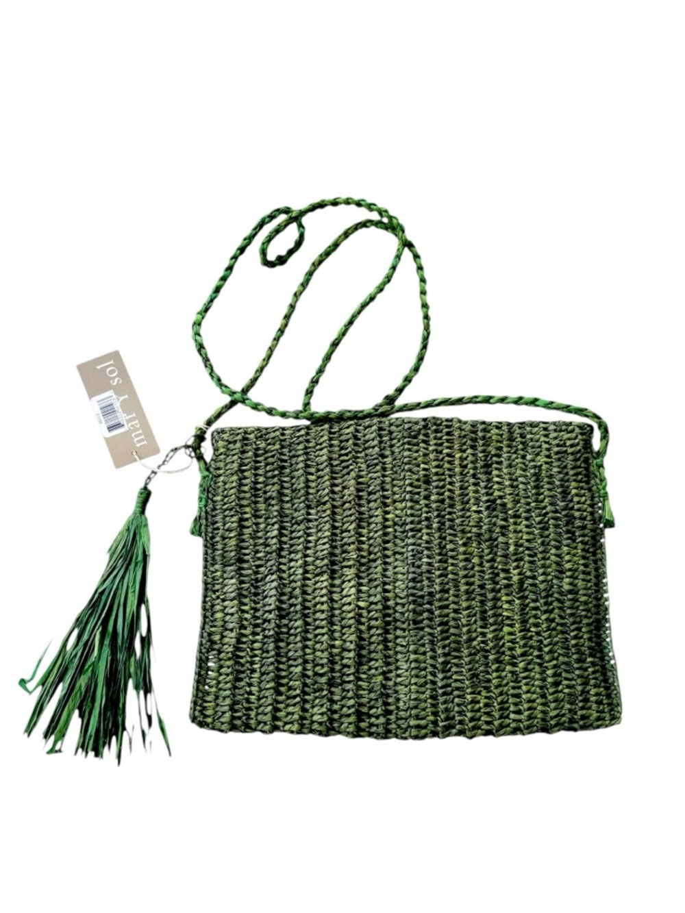 NWT Mar Y Sol Naomi Raffia Shoulder Bag Sage Green - Picture 4 of 11